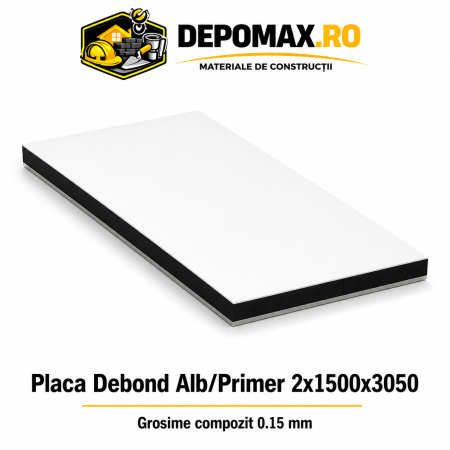 Placa BOND alb/primer 2mm, 1500x3050mm, aluminiu 0.15mm